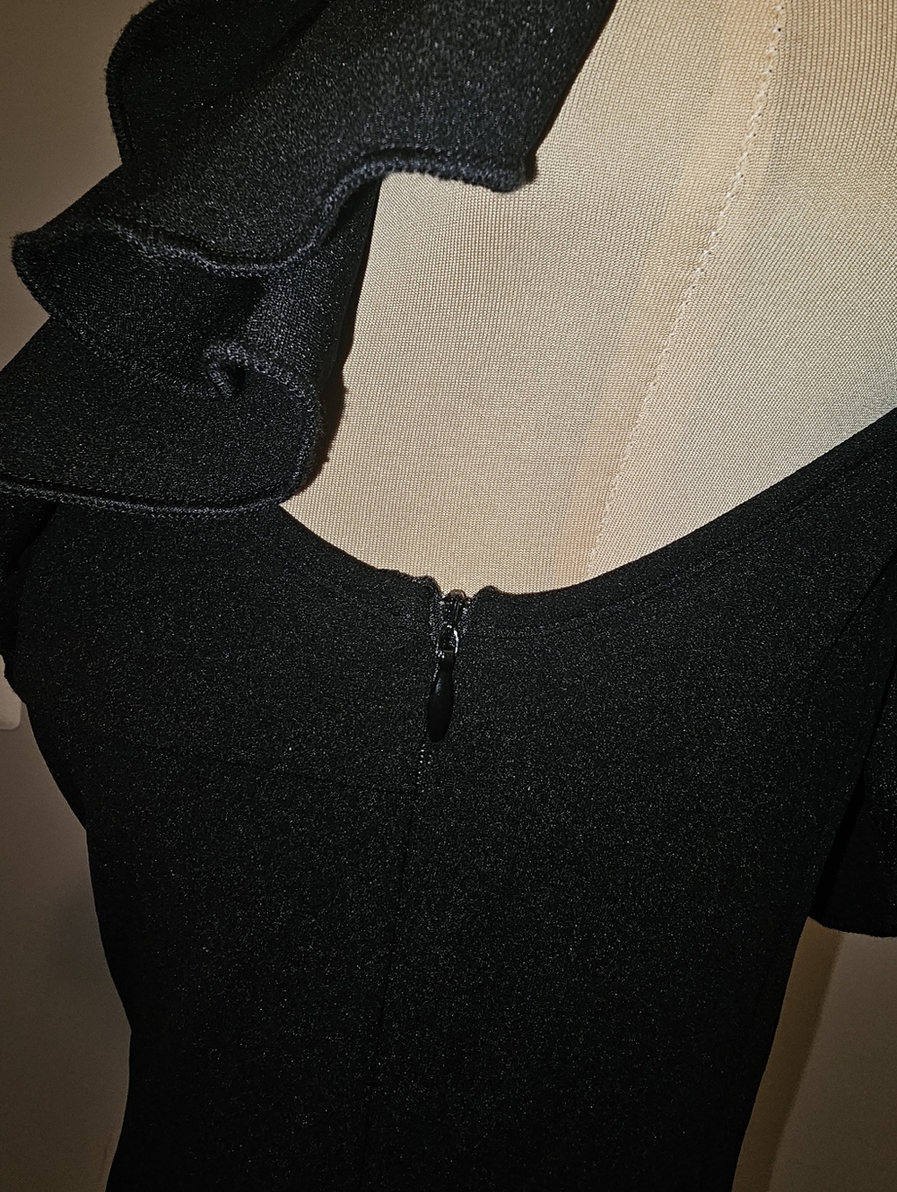 Grace Karin NWT One-Shoulder Black Ruffle Midi Dress Sz S - Picture 4 of 11